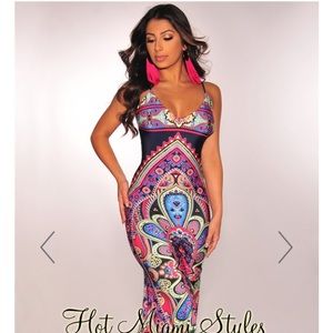 Navy Multi Color Paisley CrissCross Maxi Dress